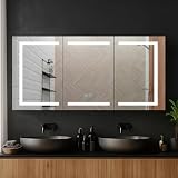 Blossom 60x26 LED Medicine Cabinet Mirror for Bathroom, Recessed/Surface Lighted Medicine Cabinet with Mirror, Anti-Fog, Dimmable 3 Color Makeup Mirror, Wall Mounted Storage
