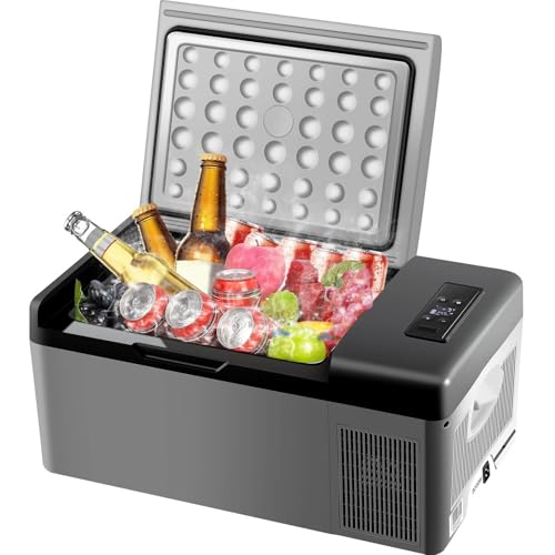 Furvveerr Frigorifero per Auto Compressore 15L Frigorifero Elettrico Portatile Frigo da Viaggio 12V Frigoriferi per Auto Frigo,Gamma di Raffreddamento -20℃-10℃ per Campeggio,Camion,Famiglia