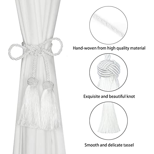 Bel Avenir 2 Pack Curtain Handmade Tiebacks Decorative Curtain Holdbacks With Tassel (White, 2 Pack) #TOP2