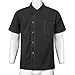 burdorme Unisex Chef Coat for Men Women Short Sleeve Press Button Chef Jacket Hotel Kitchen Uniform Shirts with Pocket Black Small