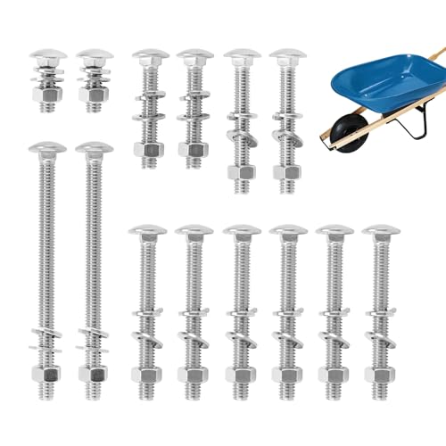 DIICCYO 14 Pcs Stainless Steel Wheelbarrow Handle Replacement Bolt Nut Kit