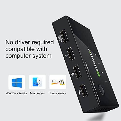 USB Switch Selector 4 Port, MLEEDA USB KVM Switcher 4 Computers Sharing 4 USB Devices Mouse Keyboard Printer Scanner,Wired Remote Button and 4 USB Cable Included