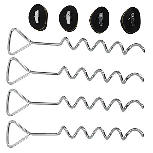 XMSound Set of 4 Trampoline Stakes Heavy Duty Trampoline Parts Corkscrew Shape Steel Stakes Anchor Kit for Trampolines - Thumbnail 5