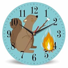 Mxocom Squirrel Wall Clock Cute Smiling Squirrel with Marshmallow Campfire 10 Inch Silent Non Mxocom Squirrel Wall Clock Cute Smiling Squirrel with Marshmallow Campfire 10 Inch Silent Non item