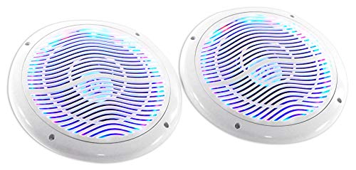 Rockville Rmc65Lw 6.5" 600W 2-Way White Marine Speakers With Multi Color Led + Remote #TOP3