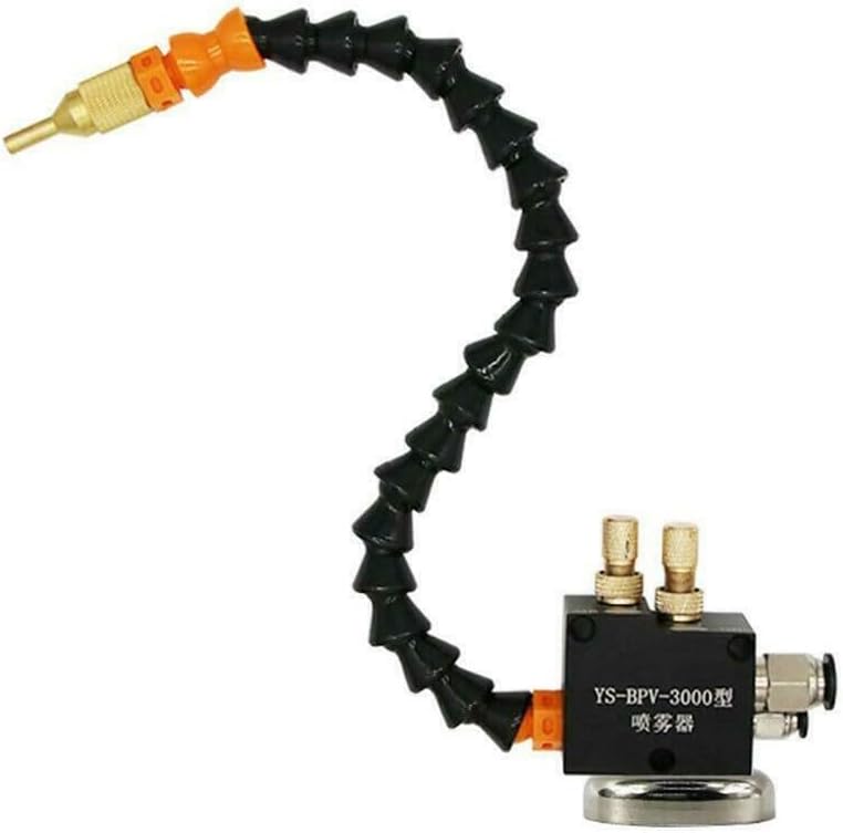 Lubrication Spray Cooler with 3L Oil Tank, PVC and Metal Coolant Pump Oil Mist Sprayer for CNC Machine Tools, Adjustable Flow 2.5–575 mL/min, Flexible Shaft 11.8 in, for Water and Cutting Fluids(110V)