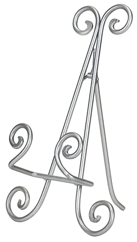 Red Co. 9” Tall Decorative Curved Scroll Metal Wire Display Plate Stand & Art Holder Easel, Silver #TOP3