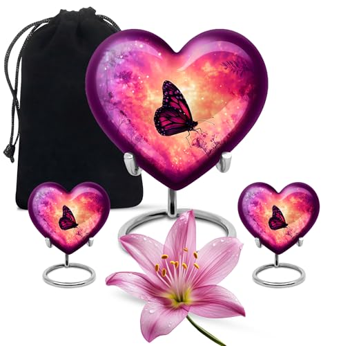 Image of Butterfly Urn - Keepsake Burial Urn for Ashes for Women - Funeral Urns for Male & Female - Little Cremation Urns - Combo of 8 Inch & 3 Inch