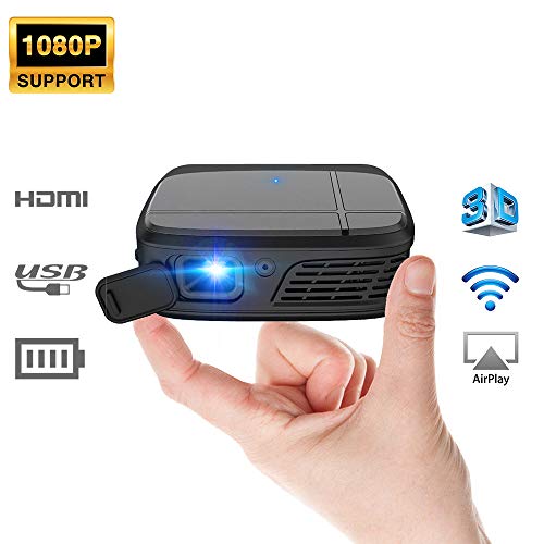 Mini Projector, 1080P Supported DLP WiFi Projector with 3300 Lux, 3D Display Home