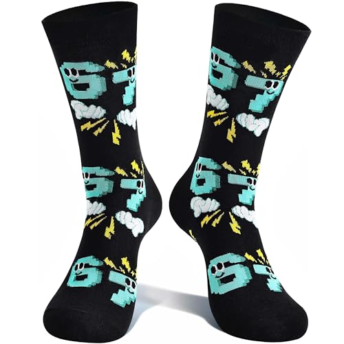 Moyel 67 Meme Socks for Boys Kids Teens- Funny Novelty Silly Crew Socks with Six Seven Meme Design - 67 Gifts for Valentines Day Birthday Crazy Socks Day School Events