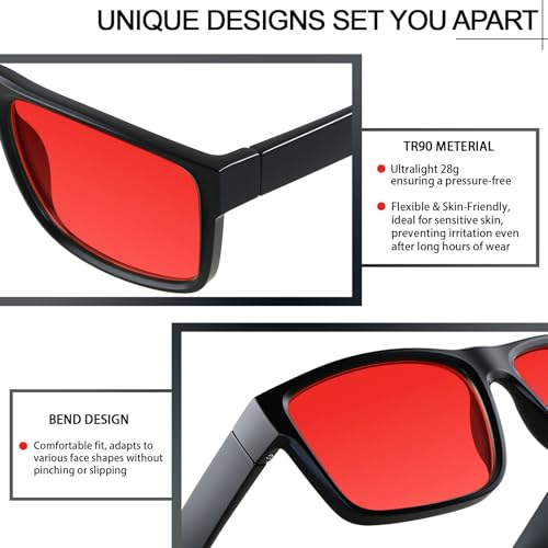 ANDWOOD Red Sleep Glasses with 99.9% Blue Green Light Blocking