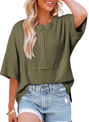 Dokotoo Blouses for Women Dressy Casual Waffle Knit Tops...