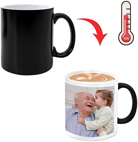 Miniatura 3 de Queena Taza personalizada con foto sensible al calor, taza de café personalizada mágica que cambia de color para añadir foto con logo en tazas de