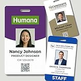 Custom ID Badge Card, Double Sided Printing, Personalized Employee Photo Identification Card, Customize Employee Badge Name Tag Picture Logo for Business Staff Events