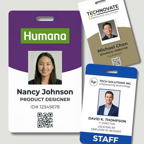 Custom ID Badge Card, Double Sided Printing, Personalized Employee Photo