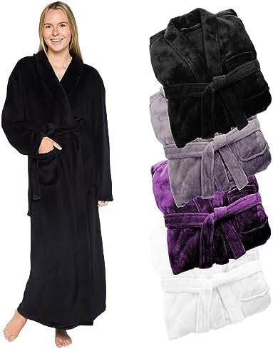 Womens Plush Fleece Bath Robe, Fluffy Long Bathrobe, Great Gift for Mom, Grandma, Daughter, Sister, Wife, Friend