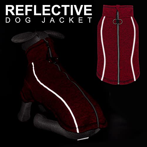 Cyeollo Fleece Dog Jacket Zipper Up Sweaters Reflective Small Dog Coats With D Ring Warm Pet Clothes For Cold Weather Dog Apparel (Medium) #TOP4