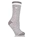 HEAT HOLDERS Ladies Twist Crew Sock, Grey/Cream, 5-9
