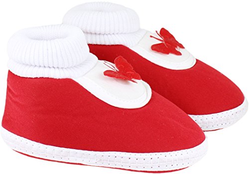 Image of Neska Moda 0 To 6 Months Baby Boys & Girls Cotton Butterfly Slip On Baby Booties
