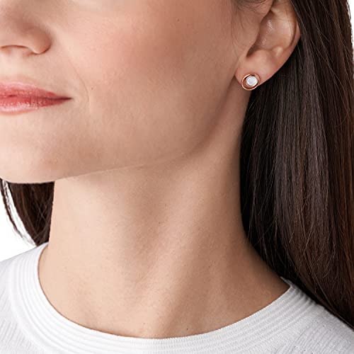 Skagen Women's Stud Earrings With Crystal Accents, Agnethe - Rose Gold Tone Mother Of Pearl #TOP2