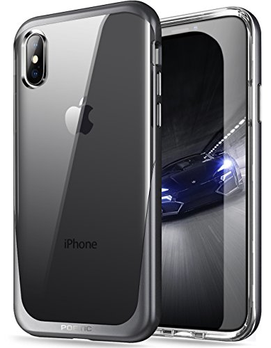 iPhone Xs Clear Case, iPhone X Clear Case, Poetic Lucent [Metallic Coating] [Scratch Resistant Back] Clear Hybrid Bumper Slim Case for Apple iPhone X (2017) / iPhone Xs (2018) 5.8inch - Black