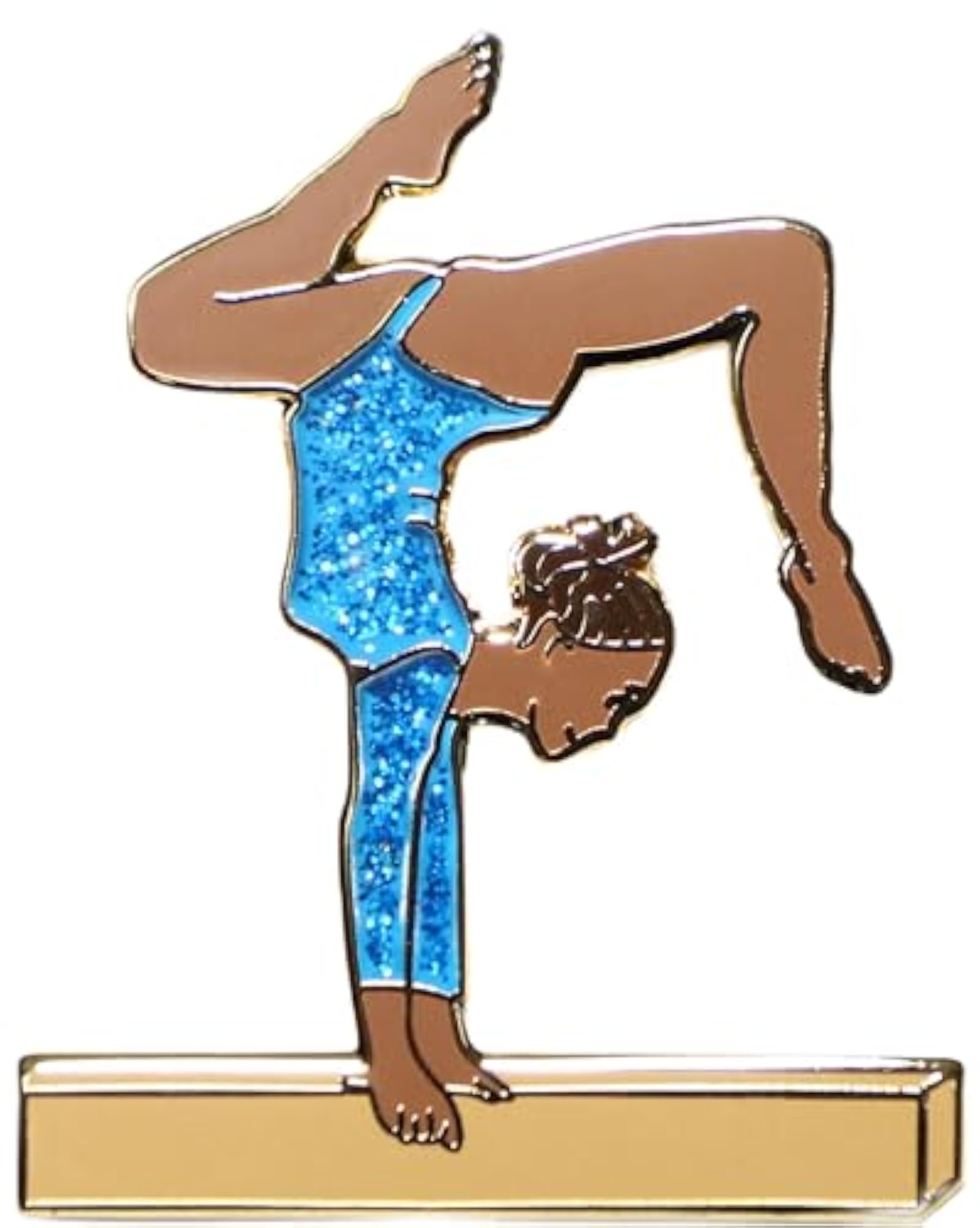 Beam Queen Blue Glitter Gymnastics Pin, #1953