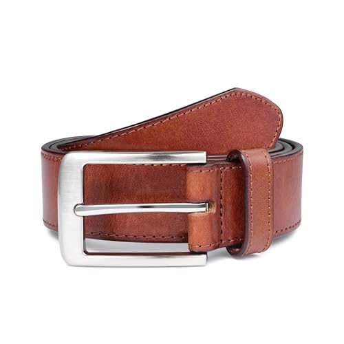 Image of MILORDE Men's Genuine Leather Dress Belt, Handmade, 100% Cow Leather, Fashion & Classic Designs for Work Business and Casual
