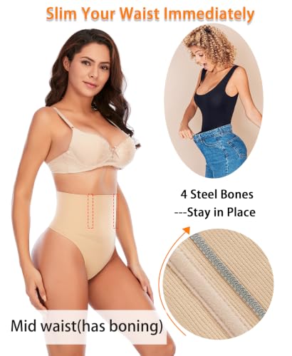 Image of Werena Tummy Control Thong Shapewear for Women Seamless Shaping Novelty Thong Panties Body Shaper Underwear