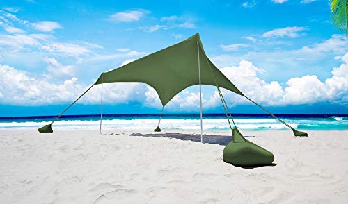 Otentik Nano Parasol para playa o aire libre – Toldo – refugio de playa – toldo de vela – toldo para dos (oliva)
