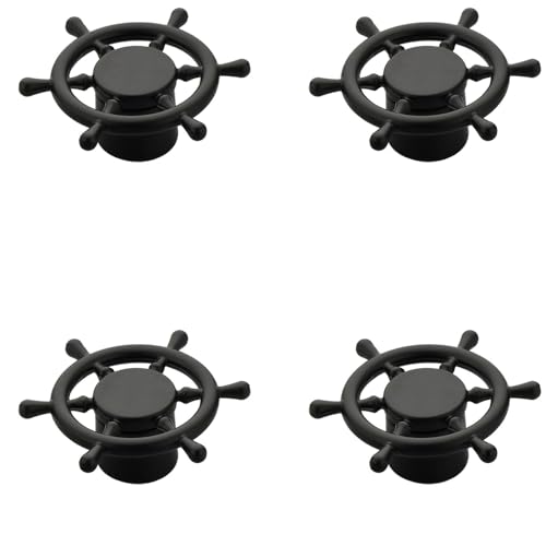 Image of Ship Wheel Design Knob for Drawer /Door Knob /Drawer Knobs /Decorative Knobs and Pulls (Black Finish) Zinc Alloy Pack of 4-| 3 Years Warranty |