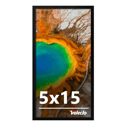 Veleclo 5x15 Picture Frame for Wall Display 5x15 Black Picture Frame with Shatter Resistant Plexiglass Stable and Sturdy 5 x 15 Poster Frame for Wall Display Handpicked Gift Collection 1 Pack