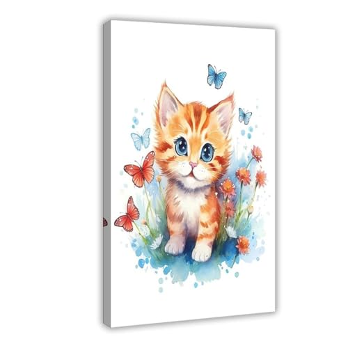 Toile chaton mignon 50x76 cm : le cadeau de naissance idéal pour chambre bébé