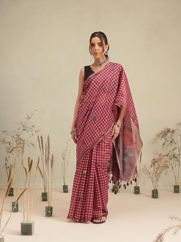 Image of Amazon Brand - Anarva Women's Kalamkari Saree With Blouse Piece