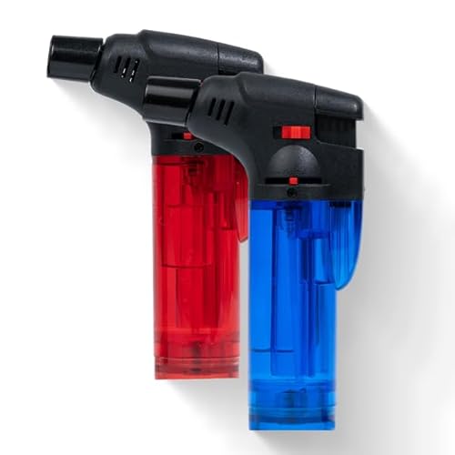 OKAEI Sturmfeuerzeug Jet Feuerzeug nachfüllbar Mini Gasbrenner Flambierer Jetflamme 2Stück
