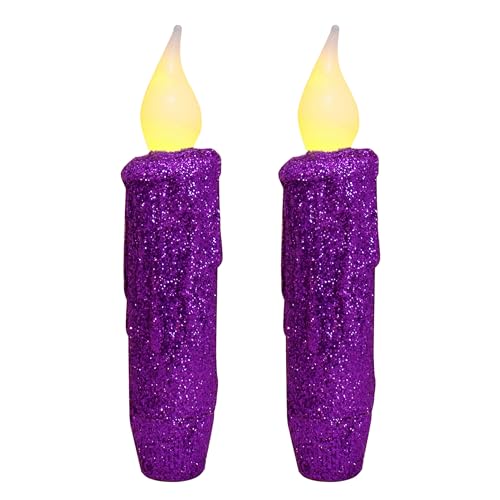 Bougies sans flamme CVHOMEDECO mauve 12 cm, alternative sécurisée pour décoration de Noël