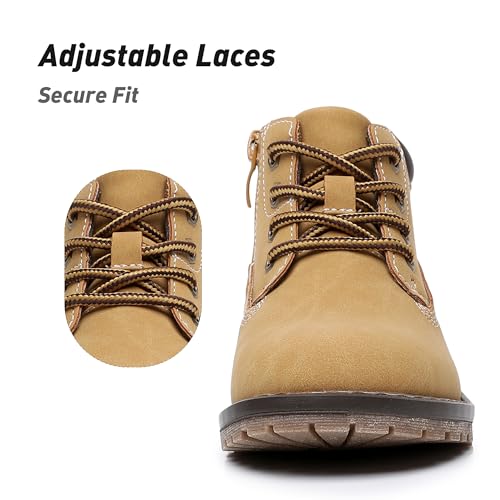 Felabo Toddler Ankle Work Boots for Boys Girls - Side Zipper Lace Up Non Slip Sole (Toddler/Little Kid)3