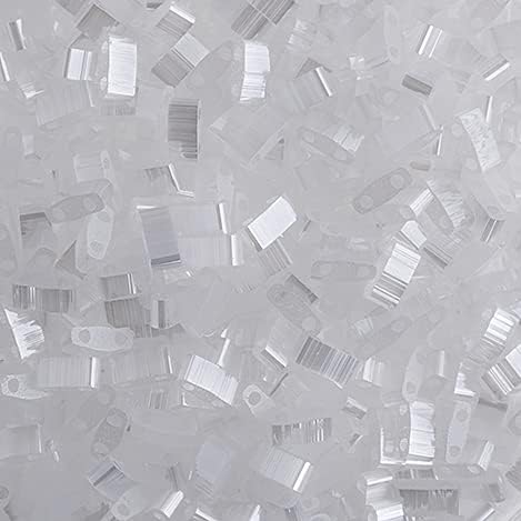 Miyuki TILA Half Cut 5x2.3mm 2 Hole Silk White Transparent HTL2548 50Gms Bulk Bag of Japanese Glass Beads
