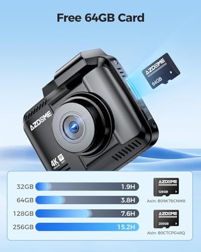 Image of AZDOME 4K UHD Dash Cam for Car Front and Rear| STARVIS Sensor| 2160P WiFi Dash Camera| GPS Logger & ADAS| 170 Wide Night Vision DashCam|2.4 inch Screen| G-Sensor|Emergency Recorder| Parking Mode| 256GB