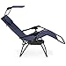 Best Choice Products Oversized Steel Mesh Zero Gravity Reclining Lounge Patio Chair w/Folding Canopy Shade and Cup Holder, Navy