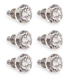 BINO 6-Pack Crystal Drawer Knobs - 1.25' Diameter (32mm), Satin Nickel - Dresser Knobs for Dresser...