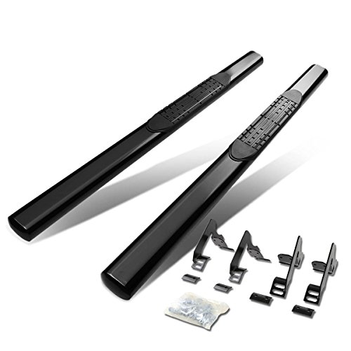 4 Inches Oval Tubing Side Step Nerf Bar Running Board Compatible with Chevy Colorado GMC Canyon 2-Dr Regular Cab 04-12, Stainless Steel, Black Powdercoated