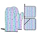 Juego de Manoplas de Horno y Porta ollas de Estrellas de Color púrpura Ultravioleta para Cocina - Guantes de Horno Resistentes al Calor - Juego de 4
