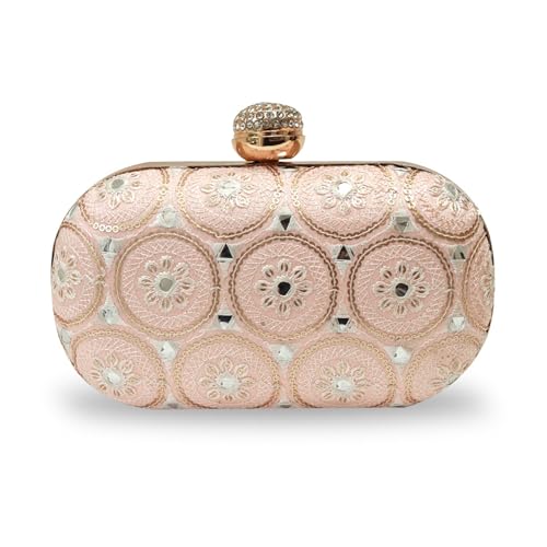 Image of THE TAN CLAN Inaara Oval Clutch for women Purses Luxury Evening Handbags for ladies with Detachable Handle