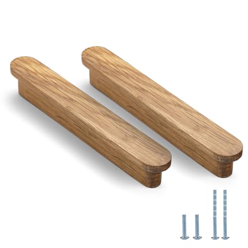 Evionlin Lot de 2 poignées d'armoires de cuisine en bois de hêtre de 19,5 cm pour meubles, commodes, armoires, tiroirs