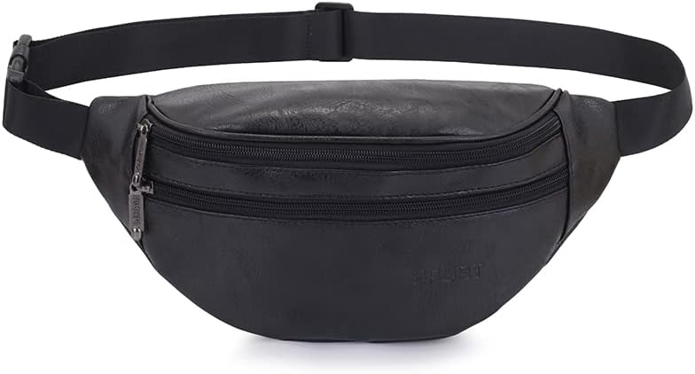 Estwell Women's Lightweight Fanny Pack - Waterproof PU Leather Waist Bag For Running, Travel, Hiking