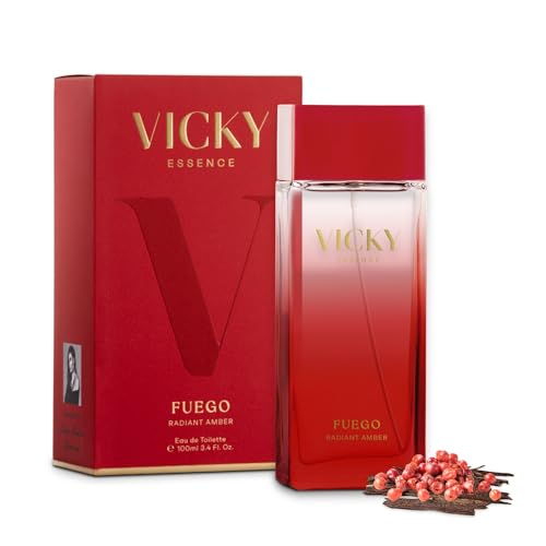 VICKY ESSENCE Fuego Radiant Amber Eau de Toilette 100ml | Perfume Mujer Oriental Amaderado | Oud Cardamomo Ámbar Vainilla
