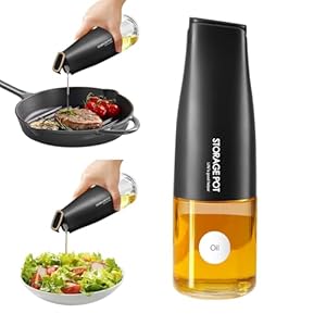 YARRAMATE Auto Flip Olijfolie Dispenser Fles voor Keuken – 500ml /17oz Mooie Koken Glas Olie en Azijn Cruet met Schenken, Olie Container, Sojasaus Dispenser, Etiketten