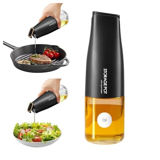 YARRAMATE Auto Flip Olive Oil Dispenser Bottle for Kitchen – 500ml /17oz Beautiful Cooking Glass Oil and Vinegar Cruet with Pourer, Oil Container, Soy sauce dispenser (Black), Labels