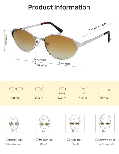Image of SOJOS Retro Oval Polarized Sunglasses for Women Men, Trendy Chic Cat Eye 90s Y2K Sunnies SJ1266
