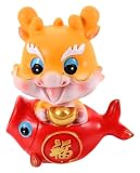 KUKUUU Estatua de arte para regalos Figuras coleccionables Mini Figura de dragón de Año Nuevo Chino: Estatua de dragón en miniatura 2024 Resina Dorada Estatua de dragón del zodiaco chino Estatua de la